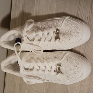 Juicy Couture White Crystal-Embellished Sneakers